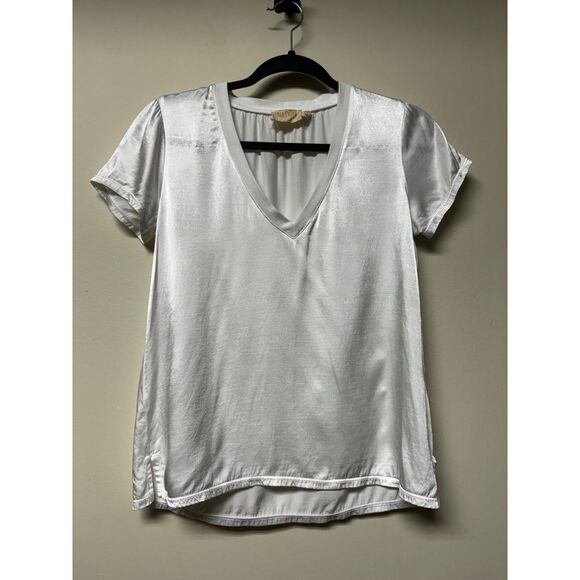 NATION LTD June Sateen V-Neck Top in White, Sz XS - Picture 2 of 7